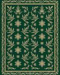 Elegant Emerald Floral Vine Border Rug
