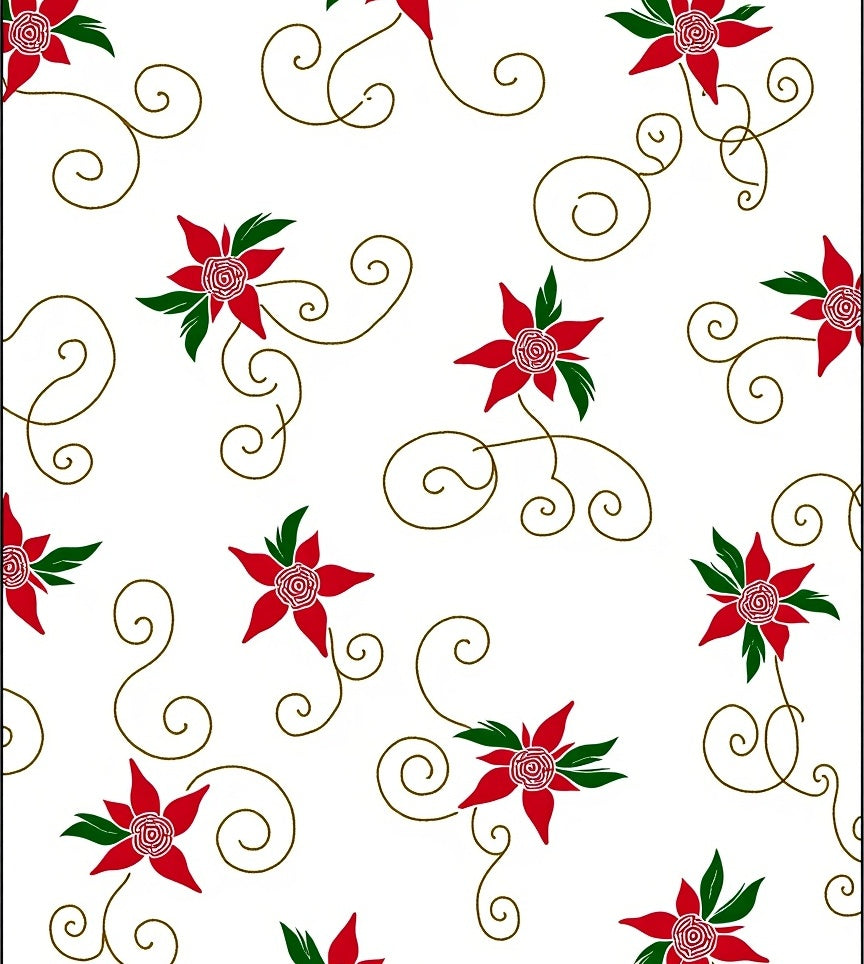 Red Poinsettia Swirls Garden Rug