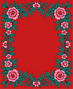 Pink Rose Bloom Vine Border Rug