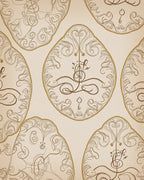 Vintage Gold Cream Oval Filigree Rug