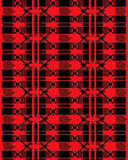 Bold Red Black Plaid Geometric Rug