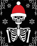 Red Santa Hat Skeleton Snowflakes Art Rug