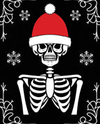Red Santa Hat Skeleton Snowflakes Art Rug