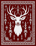 Classic White Antlered Deer Crimson Border Rug