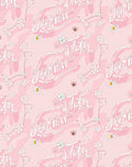 Pink Floral Script Illustration Rug