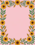 Whimsical Yellow Sunflower Vine Pink Rug
