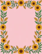 Whimsical Yellow Sunflower Vine Pink Rug