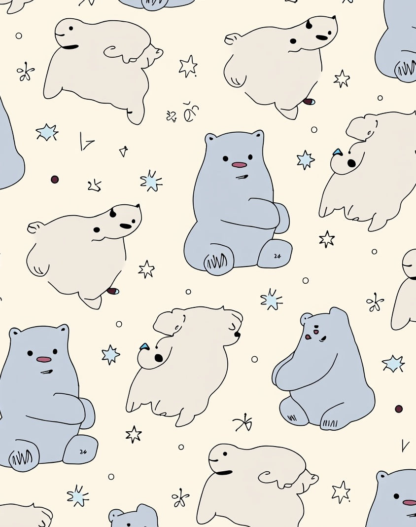 Whimsical Polar Bears Starry Night Rug