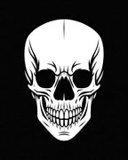 Classic White Skull Black Graphic Rug