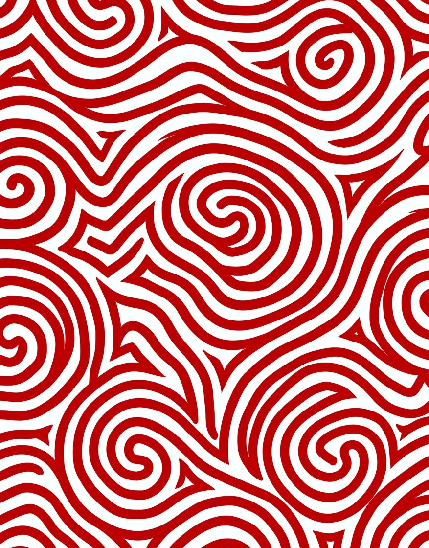 Bold Red Swirling Lines Rug