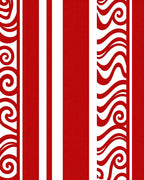 Bold Red White Striped Swirl Rug