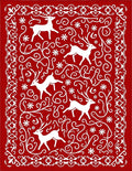 Crimson White Antlered Woodland Scene Rug