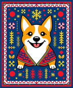 Cute Corgi In Festive Red Winter Rug