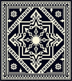 Geometric Black Cream Sunburst Medallion Rug