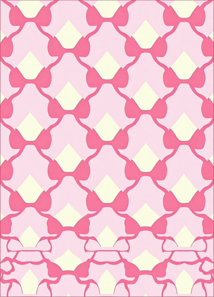 Pink Bow Diamond Lattice Rug