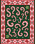Green White Red Festive Swirls Border Rug