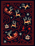 Crimson Reindeer Sleigh Midnight Swirls Rug