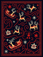 Crimson Reindeer Sleigh Midnight Swirls Rug