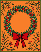 Festive Holiday Wreath Red Bow Rug