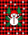 Red Black Buffalo Plaid Snowman Snowflakes Rug