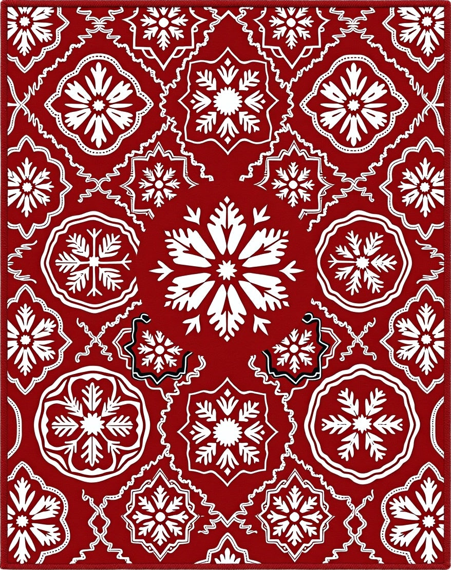 Deep Red Snowflake Medallion Rug
