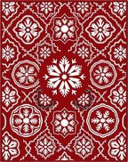 Deep Red Snowflake Medallion Rug
