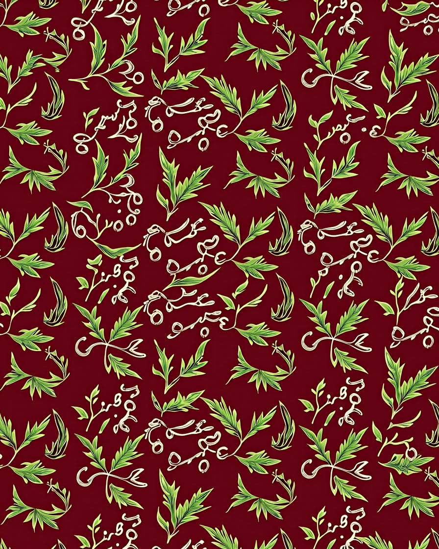 Crimson Vine Calligraphy Garden Rug