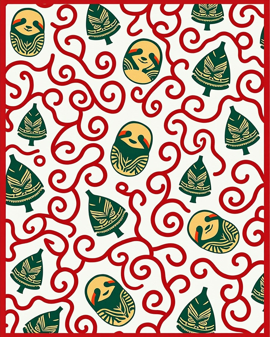 Whimsical Sloth And Tree Swirl Rug