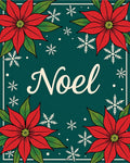 Red Poinsettia Snowflakes Noel Rug