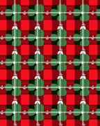 Red Green White Plaid Clover Tile Rug