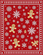 Red Gingerbread Snowflake Christmas Rug