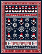 Navy Red White Gnome Snowflakes Nordic Rug