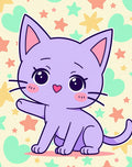 Whimsical Lilac Cat Starry Background Rug