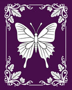 Purple White Butterfly Floral Frame Rug