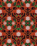 Ornate Red White Holly Floral Rug