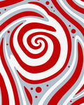 Crimson Swirl Abstract Circular Rug