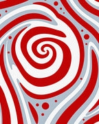 Crimson Swirl Abstract Circular Rug