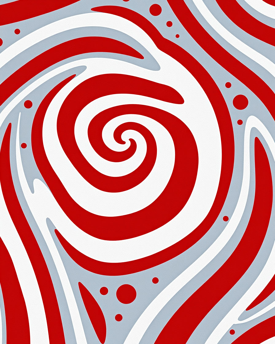 Crimson Swirl Abstract Circular Rug
