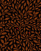 Orange Branches with Red Berries Rug