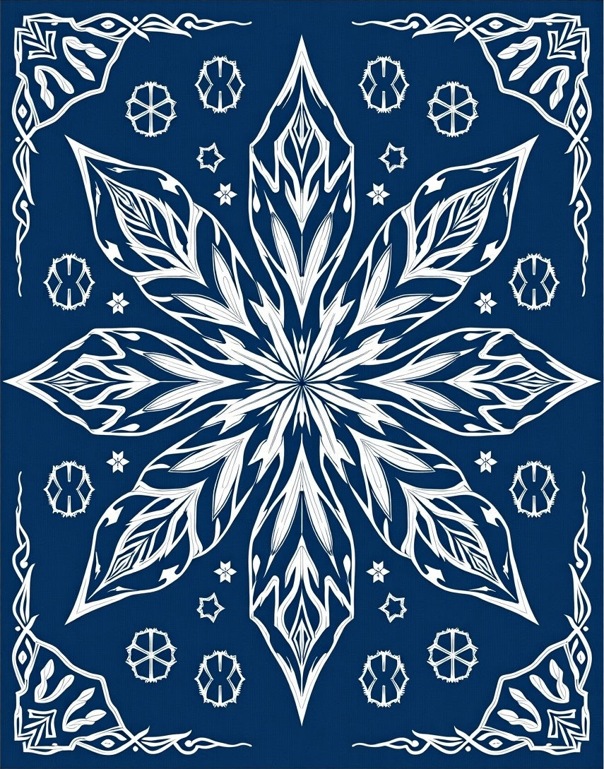 Deep Blue Intricate Floral Burst Rug