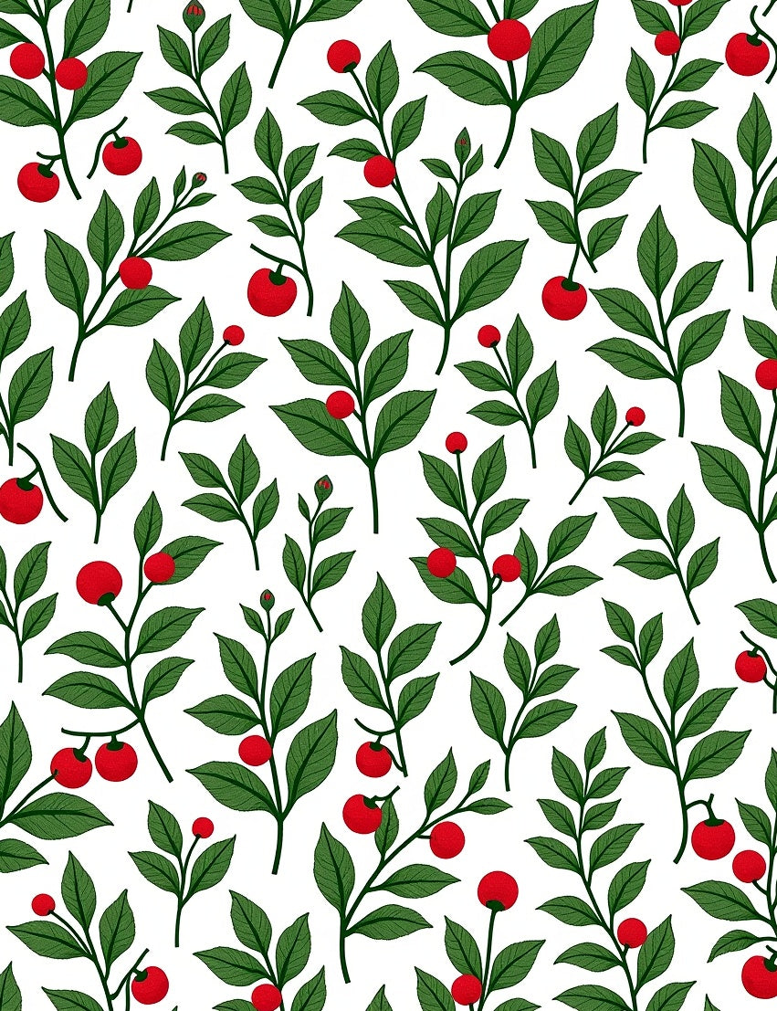 Red Cherry Branches Verdant Foliage Rug