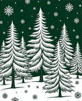 Evergreen Forest Snowflake Winter Scene Rug