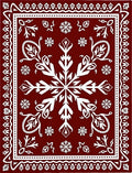 Burgundy Snowflake Floral Border Rug