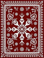 Burgundy Snowflake Floral Border Rug