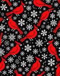 Red Cardinal Snowflakes Black Background Rug