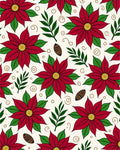 Festive Red Poinsettia Foliage Swirls Rug