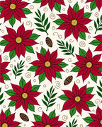 Festive Red Poinsettia Foliage Swirls Rug