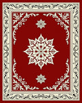 Elegant Crimson Floral Border Medallion Rug