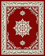 Elegant Crimson Floral Border Medallion Rug