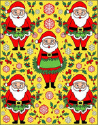Whimsical Santa Claus Christmas Holly Rug